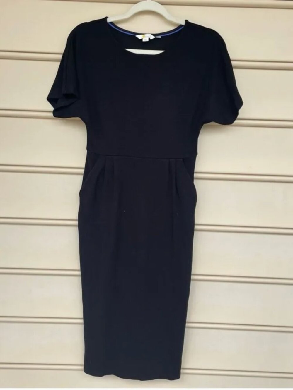 Boden Jersey Ruffled Pocket Crew Neck Dress Black Size 6R